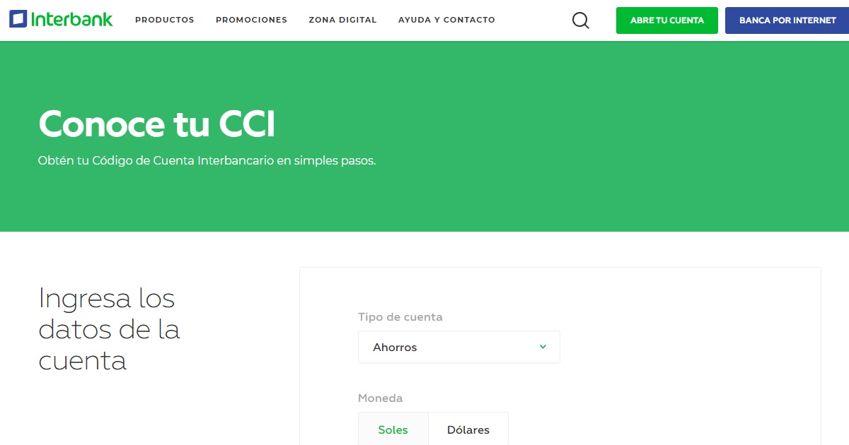 Generar CCI del banco Interbank