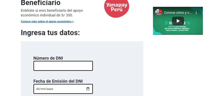 Bono Yanapay Perú de 350 y 700 soles