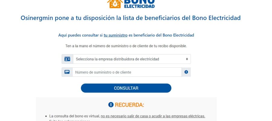 Aquí puedes consultar si tu suministro es beneficiario del Bono Electricidad