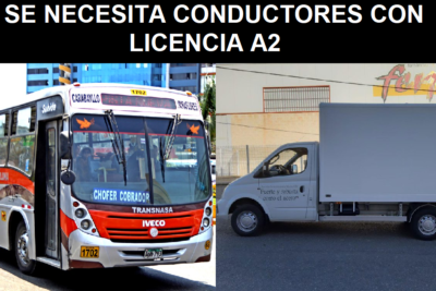 SE NECESITA CONDUCTORES CON LICENCIA A2