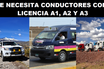 CONVOCATORIA DE TRABAJO PARA CONDUCTORES CON LICENCIA A1, A2 Y A3